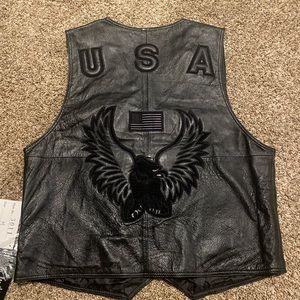 Genuine Leather USA vest with eagle size M